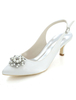 Magnifique chaussure de mariée en satin à petits talons avec perles Escarpin