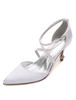 Magnifique chaussure de mariée en satin à petits talons avec strass Escarpin
