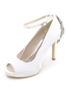 Magnifique chaussure de mariée en satin à talons aigus avec strass escarpins