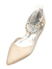 Magnifique chaussure de mariée en soie et satin Talon plate avec perles Escarpin