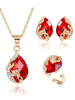 Magnifique ensemble bijoux métallique rhinestone design de gouttes fermoir homard