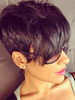 Magnifique perruque de cheveux humains noire coupe boyish dégradé mode filet de plastique