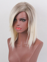 Magnétique perruque de cheveux humains abricot claire droite dégradé mode filet de plastique