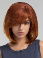 Magnétique perruque de cheveux humains Orange rouge coupe Bob ébouriffée mode