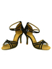 Magnétiques chaussures danse latine en gaze à talons aigus courroie ajustable unicolore et bout ouvert