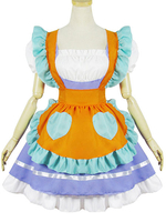 Maiden Lolita Ensemble Color Block Ruffle Jupe Lolita Jumper Avec Tablier Déguisements Halloween