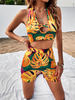Maillot de Bain Ensembles Deux Pièces Femme Taille Haute à Col Décolleté