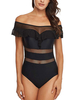 Maillot de Bain Grande Taille Femmes une Pièce avec Epaule Dénudée avec Manches Courtes Volantes Unicolore Maillot de Bain Eté Sexy 2021