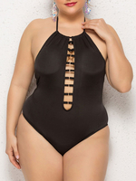 Maillot de bain grande taille pour femme Maillot de bain femme en polyester noir licou