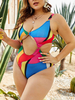 Maillot de bain grande taille pour femme Maillot de bain sexy en polyester bleu