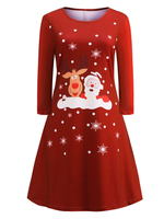 Manches longues à manches longues bijou cou Rockabilly robe rouge modèle de Noël de la robe rétro des années 1950 Ture Layered