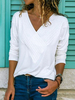 Manches longues T-shirts blanc col en V femmes T-shirt