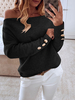 Manches longues T-shirts boutons noirs de l\