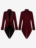 Manteau à boutons rétro bordeaux vintage pour homme