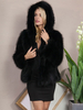Manteau à capuche en fausse fourrure noire Veste d