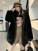 Manteau à capuche en fausse fourrure surdimensionné pour femme veste mi-longue d