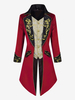 Manteau à manches longues avec boutons brodés rétro rouge vintage pour homme