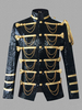 Manteau Argent Vintage Top Vintage Paillettes Chaînes Manches Longues Polyester Pardessus Rétro Costumes Pour Homme