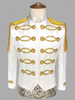Manteau Blanc Vintage Top Vintage Polyester Paillettes Chaînes Manches Longues Rétro Costumes Pour Homme