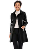 Manteau Blazer Femme Hiver avec Les Rayures Blancs Géométriques à Col Revers avec Les Poches Manteau Hiver Femme