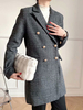 Manteau Blazer Femmes à Col Revers avec Les Boutonnages Croisés et Les Poches Carreaux Bicolores Manteau Blazer d
