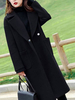 Manteau Blazer Femmes Long à Col Revers Fermeture avec Boutons Manches Longues et Poches Unicolore Manteau Femmes