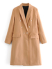 Manteau Blazer Femmes Long Hivers à Col Revers Fermeture avec Boutonnages Croisées avec Manches Longues avec Poches Unicolore