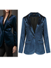 Manteau Blazer Hiver Femmes à Col Rabattu à Bontons Coupe Cintrée en Velour avec Les Poches à Manches Longues Unicolore Manteau d
