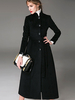 Manteau Blazer Long Femme Hiver à Col Montant en Laine Fermeture à boutons Coupe Cintrée Bas Evasée Rétro Manteau Hiver Femme