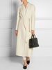 Manteau Blazer Long Hiver Femmes en laine blanc avec Les Poches à Col Rabattu avec Ceinture à Manches longues manteau d
