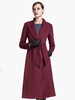 Manteau bordeaux avec ceinture revers cranté