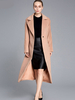 Manteau Camel Femme manteau hiver en laine mélangée unicolore col revers cranté