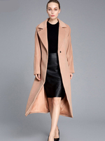 Manteau Camel Femme manteau hiver en laine mélangée unicolore col revers cranté