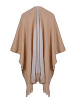 Manteau Cape Châle Femme à Col V avec Manches Courtes Poncho Femme