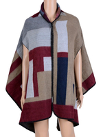 Manteau Cape Châle Femme Imprimé à Col Rond avec Manches Courtes Poncho Femme