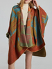 Manteau Cape Châle Femme Imprimé avec Manches Courtes Poncho Femme