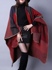 Manteau Cape Châle Femme Imprimé avec Manches Courtes Poncho Femme Bordeaux
