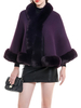 Manteau Cape Court Femme en Fausse Fourrure Synthétique avec Manches Longues Manteau Femme Cape Femme