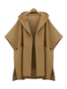 Manteau Cape Court Hiver Femmes à Capuche avec Manches Longues Unicolore