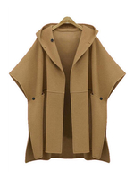 Manteau Cape Court Hiver Femmes à Capuche avec Manches Longues Unicolore