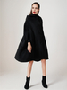 Manteau cape en laine noire avec capuche Poncho surdimensionné Vêtements dextérieur dhiver pour femmes 2025
