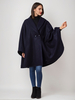 Manteau cape en mélange de laine bleu marine foncé poncho surdimensionné à revers vêtements dextérieur dhiver pour femmes 2025