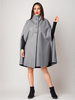 Manteau cape en mélange de laine col rabattu poncho surdimensionné gris pour femme hiver 2025