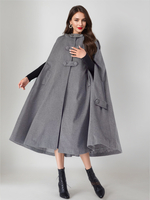 Manteau cape en mélange de laine pour femme à capuche gris surdimensionné long poncho vêtements dextérieur 2025