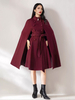 Manteau cape en mélange de laine pour femme col montant poncho surdimensionné avec ceinture bleu marine foncé vêtements dextérieur 2025