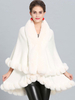 Manteau Cape Fausse Fourrure Femme Mi-long Col Revers avec Manches Longues Unicolore Manteau Hiver