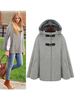 Manteau Cape Femme à Capuche avec Poches avec Boucles Unicolore Grande Taille Manteau Femme