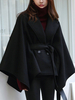 Manteau Cape Femme Ceinturé à Lacets avec Manches Longues Décorations avec Boutons Unicolore Manteau Cape Hiver Femme