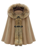 Manteau Cape Femme Hiver Fausse Fourrure Synthétique Marron à Col Montant Fermeture par Patte avec Boutons Manteau Hiver Femme Manteau Cape Femme