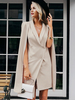 Manteau Cape Femmes Blazer à Col Rever en Décolleté en V sans Manches Fermeture avec Boutonnages Unicolore